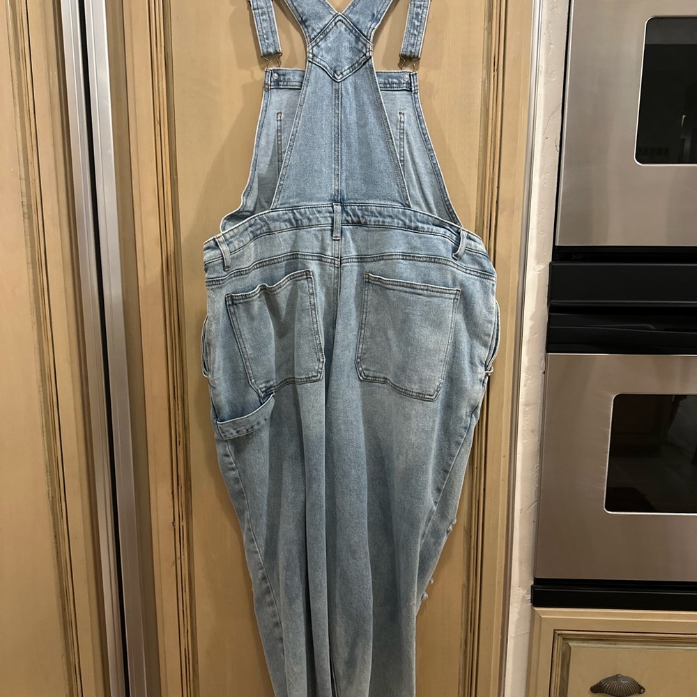 Wild Fable Light Blue Ripped Denim Overalls - Picture 2 of 2